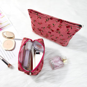 SOIDRAM Rose Makeup Bag set with two bags in different sizes