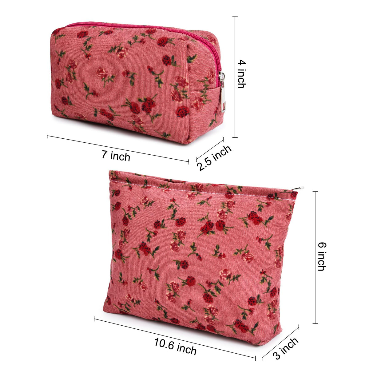 SOIDRAM Rose Makeup Bag side view showing zipper