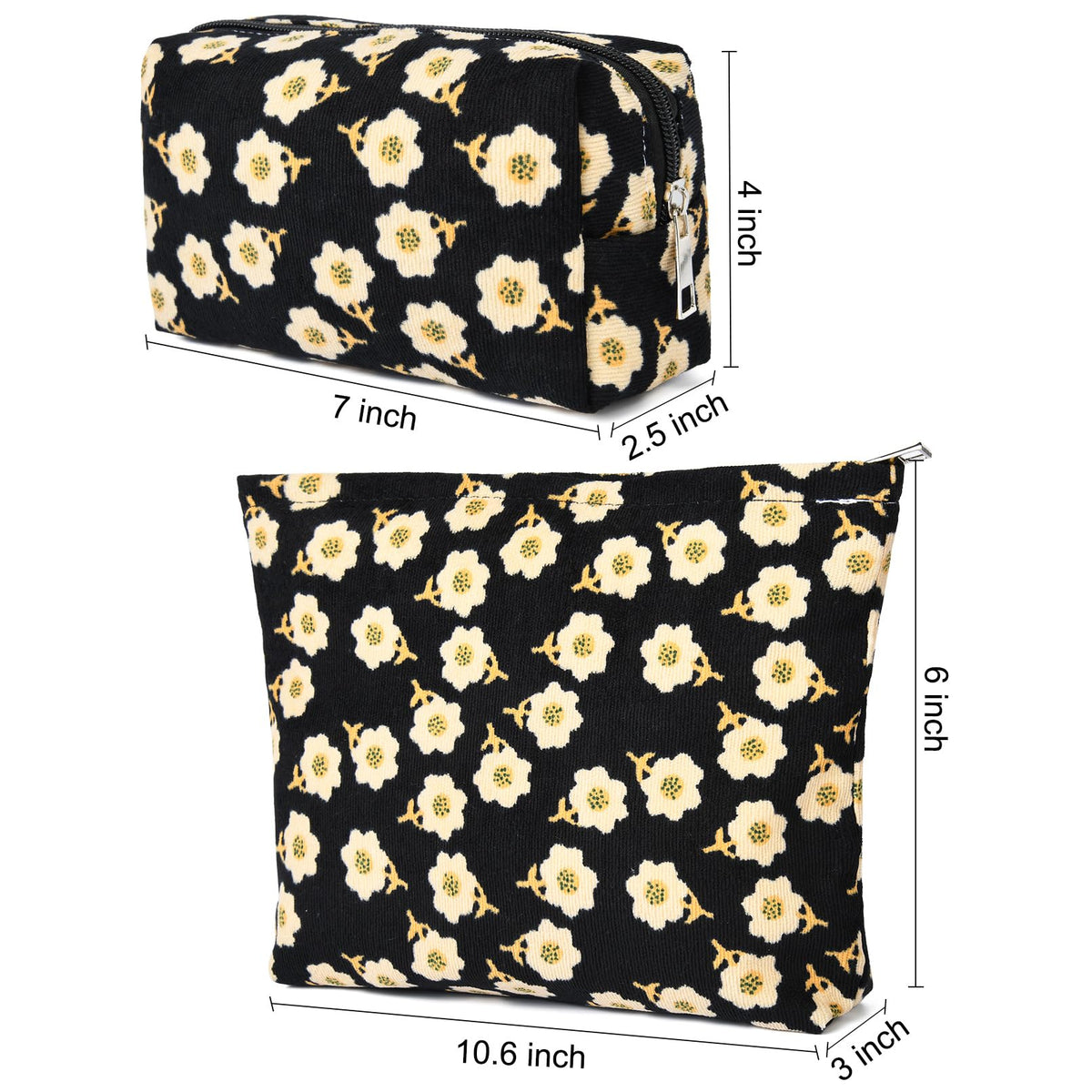 SOIDRAM small cosmetic bag measuring 7x4 inches with colourful flowers