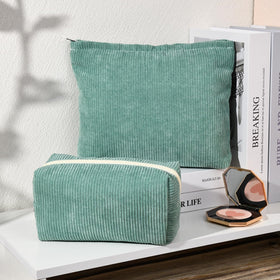SOIDRAM smaller green corduroy cosmetic bag side view