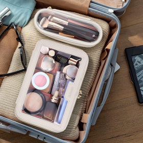 Soimeat Travel Clear Makeup Bag with included makeup brush bag