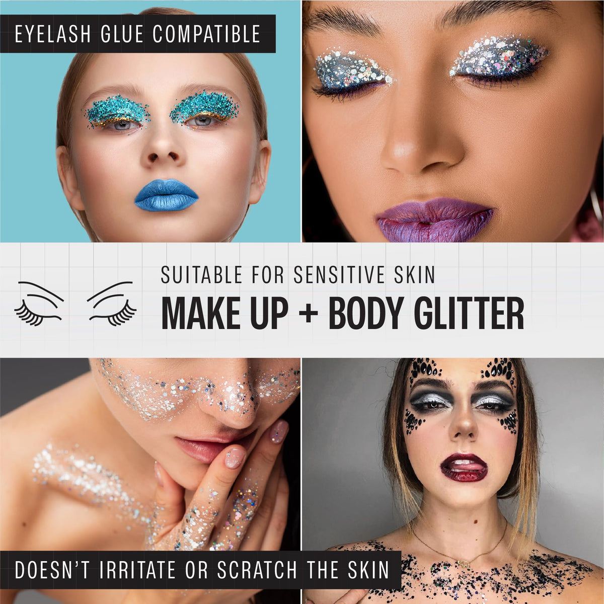 SoJourner Bags Body Glitter Set displayed in a festival setting