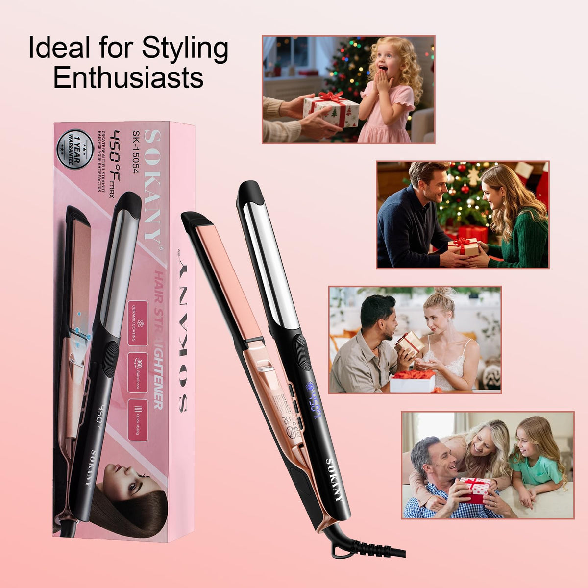Sokany Hair Straightener in use on long hair