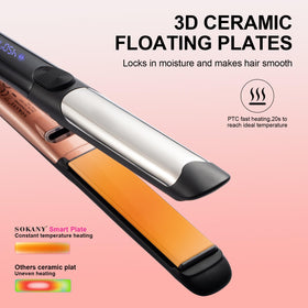 Sokany Hair Straightener showing LED temperature display