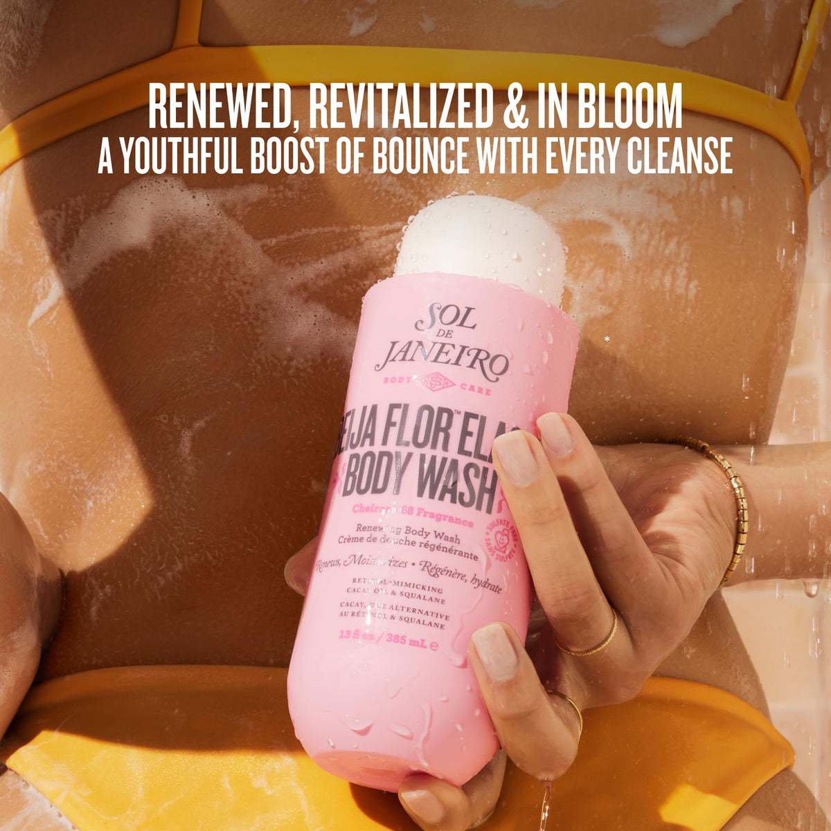Sol de Janeiro Beija Flor Body Wash 385mL with flowers