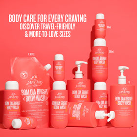 Sol de Janeiro Bom Dia Bright Body Wash with floral background
