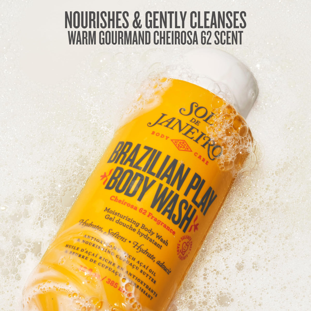 Sol de Janeiro Brazilian Play Body Wash 385mL back view with ingredients
