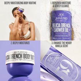 Sol de Janeiro Delicia Drench Body Butter 240mL with flowers