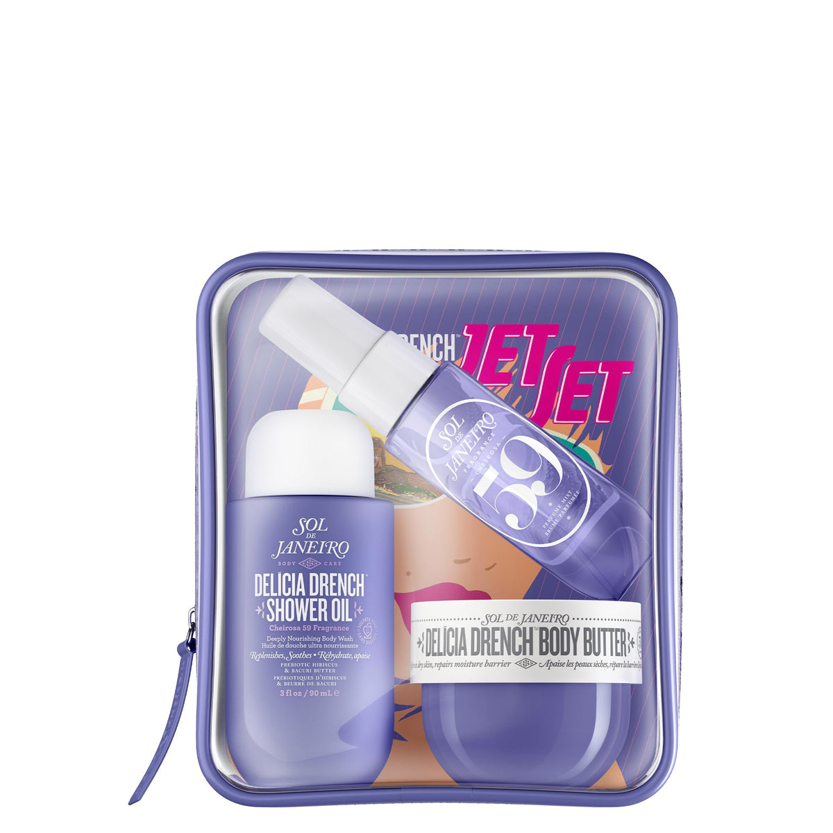Sol de Janeiro Delicia Drench Jet Set front view with packaging