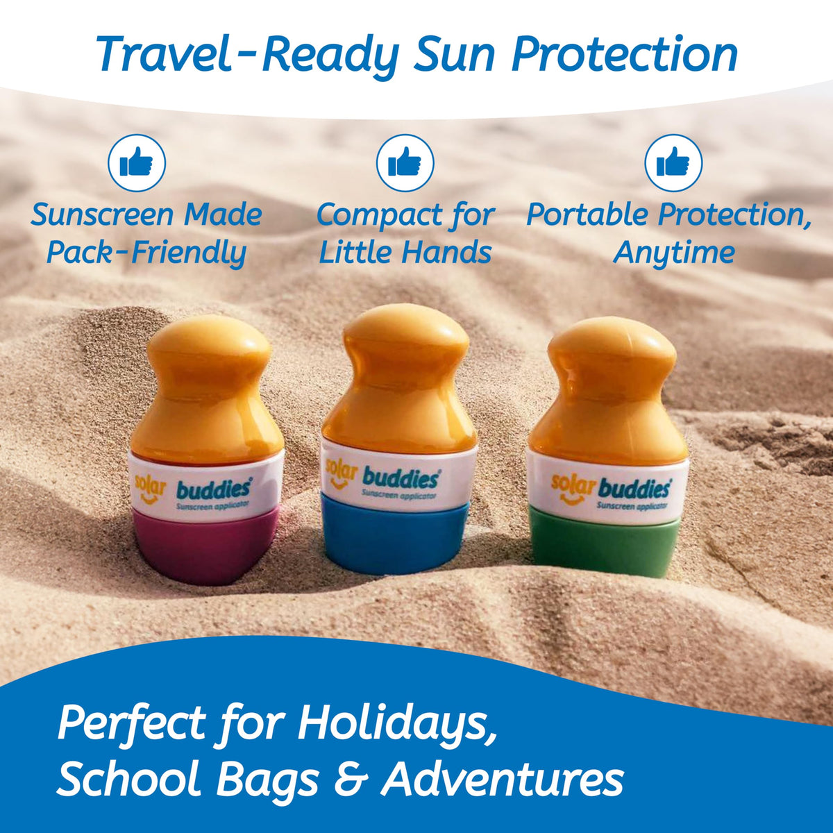 Solar Buddies Sunscreen Applicator being filled with sunscreen