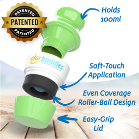 Solar Buddies Sunscreen Applicator in hand for easy application