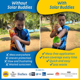 Solar Buddies Sunscreen Applicator in hand for easy application
