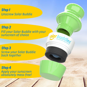 Solar Buddies Sunscreen Applicator in hand for size reference