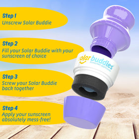 Solar Buddies Sunscreen Applicator showing refillable feature