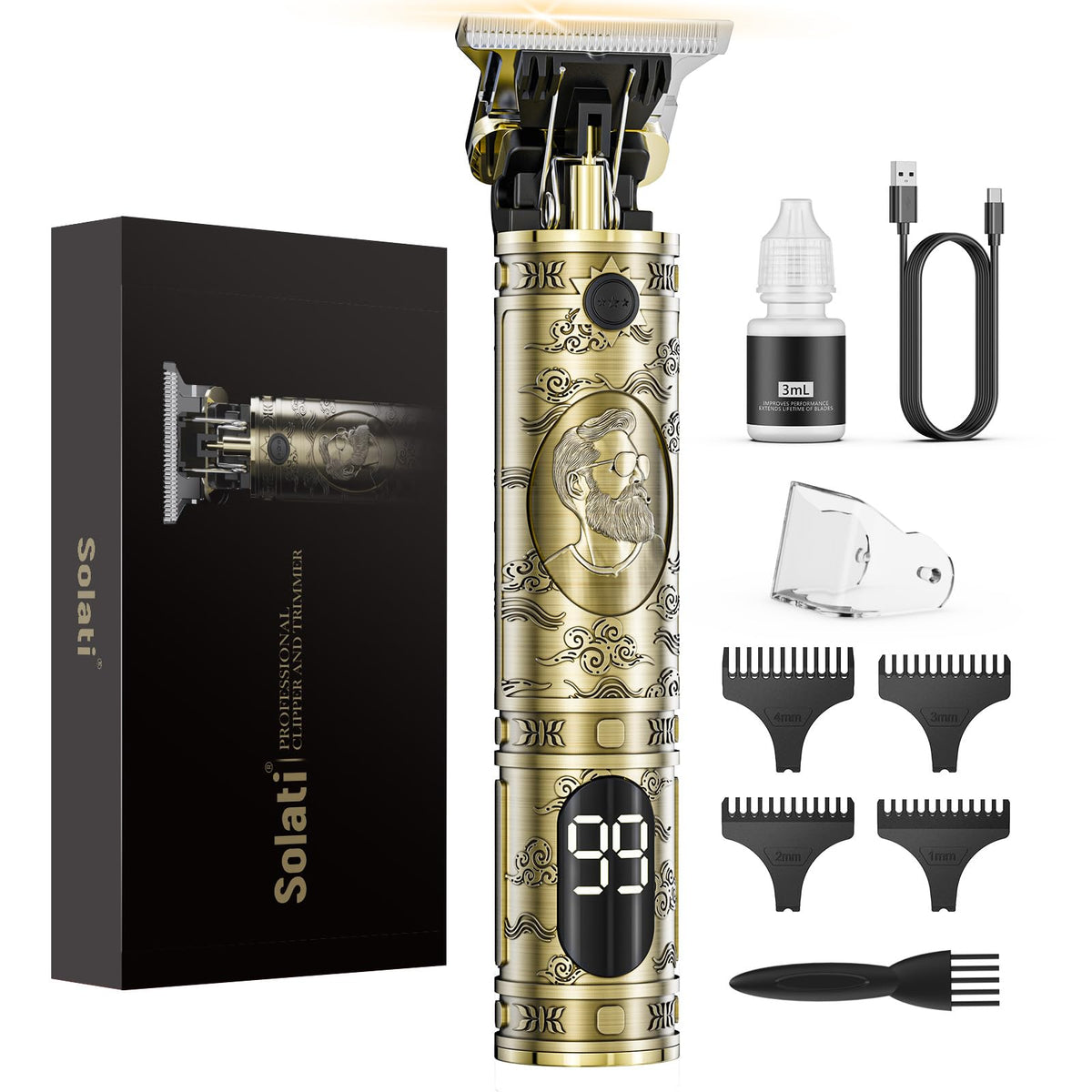 Solati Hair Clippers front view with titanium blades