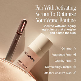 Solawave Wand being used on a person's cheek