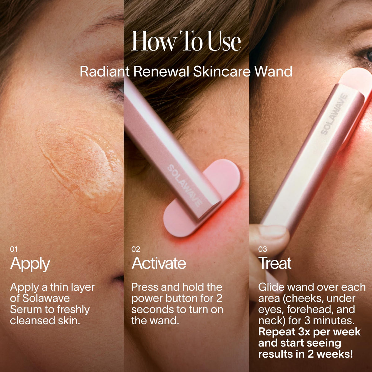 Solawave Wand with glowing red light effect