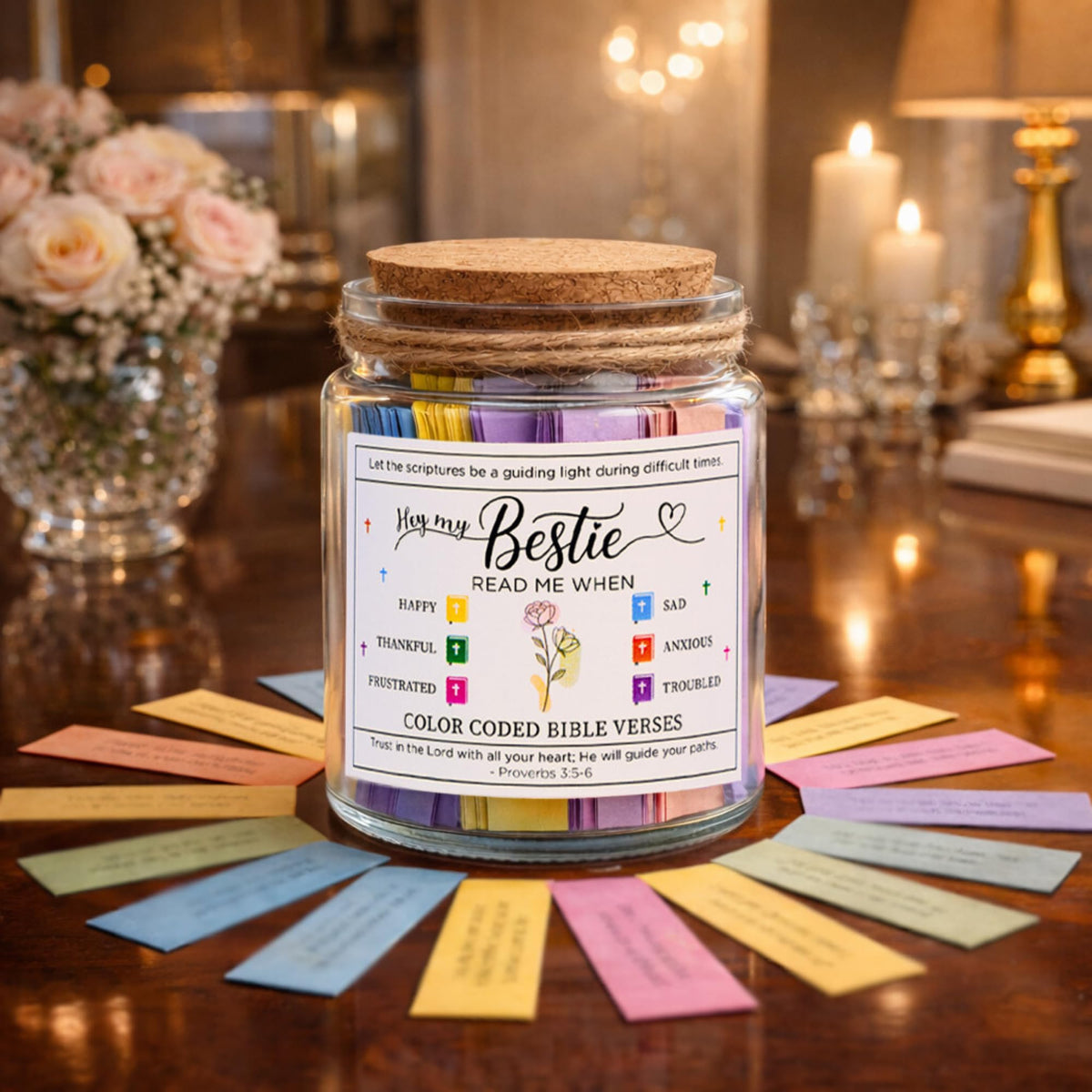 SOLMAYCO Bible Verse Jar with scripture cards fanned out