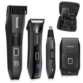 Soonsell 4-in-1 Men's Grooming Kit components including beard trimmer and body hair trimmer