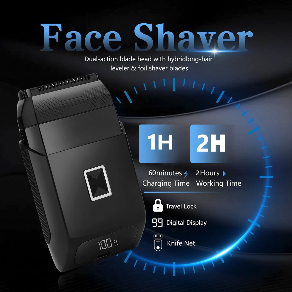 Soonsell face shaver with dual-action blade head