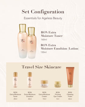 Sooryehan Bon Extra Moisture Skin Care Set with ginseng background