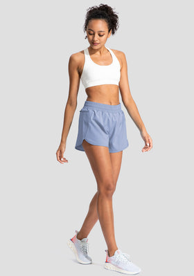 Soothfeel Women's Running Shorts Slate Blue on model during workout