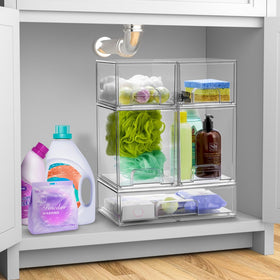 Sorbus Acrylic Storage Containers displaying cosmetics