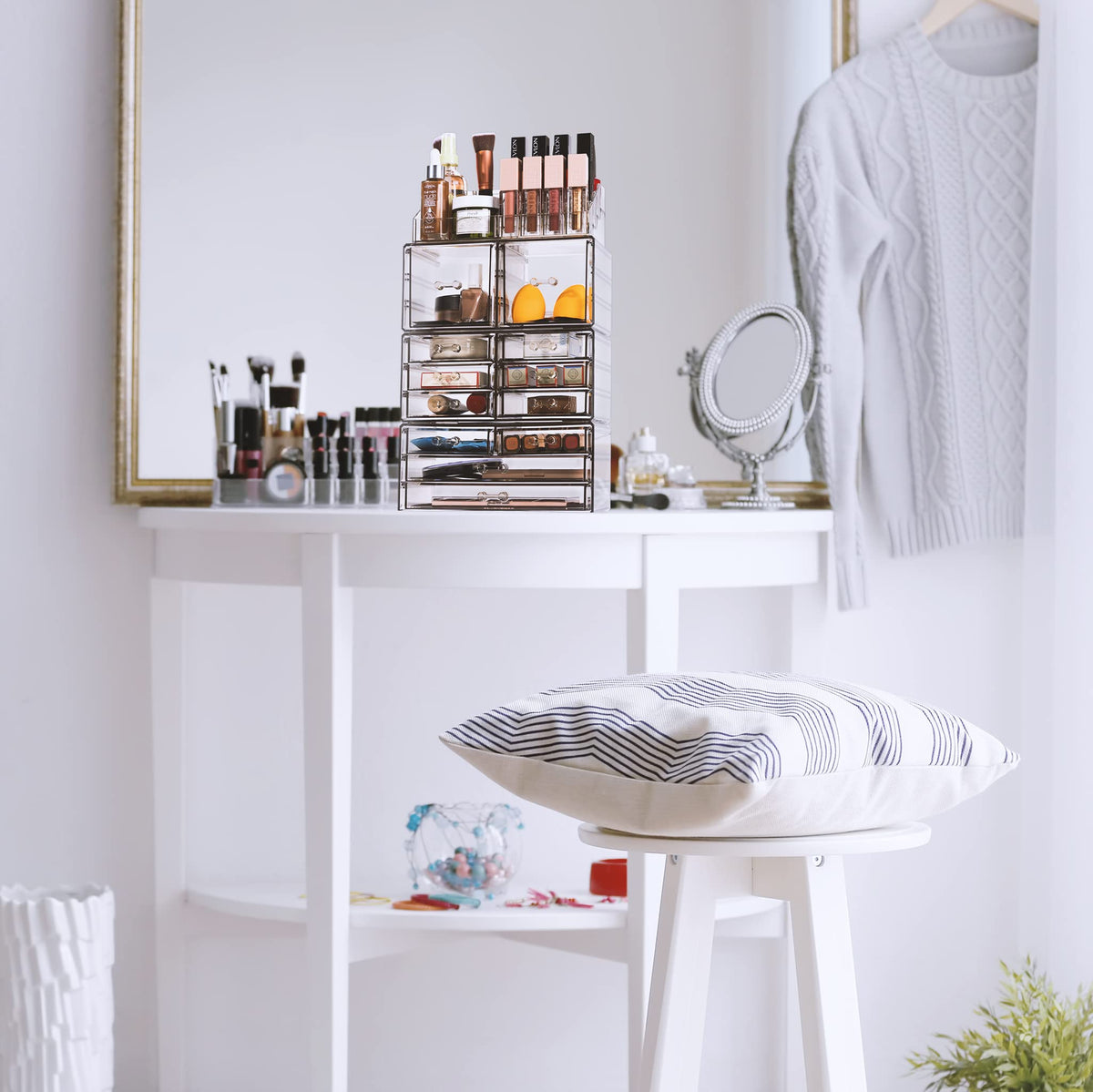 Sorbus Large Makeup Organizer in a stylish vanity setting