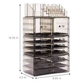Sorbus Large Makeup Organizer side view with drawers open