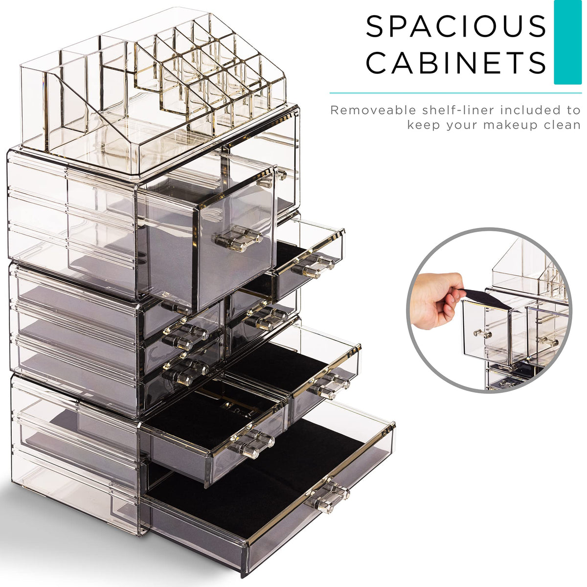 Sorbus Large Makeup Organizer with makeup products displayed