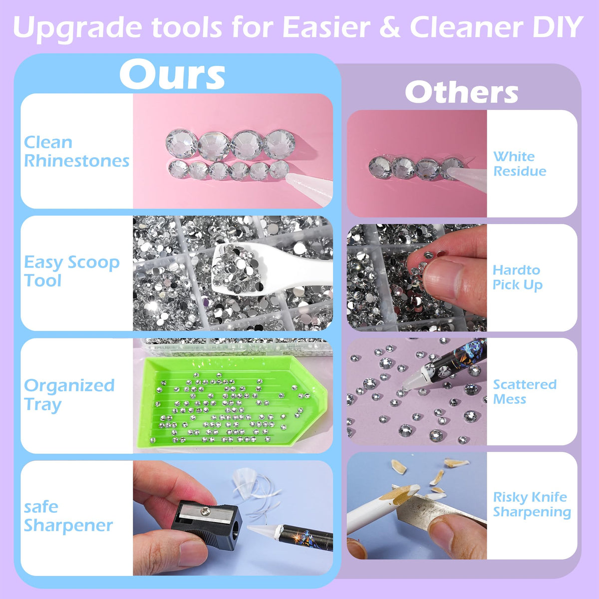 Sorting trays and tools from LOTWOW Rhinestones Kit