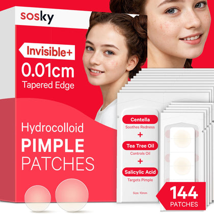 Sosky Pimple Patches packaging front view with 144 count