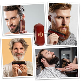 Sosoon Beard Brush in hand demonstrating use
