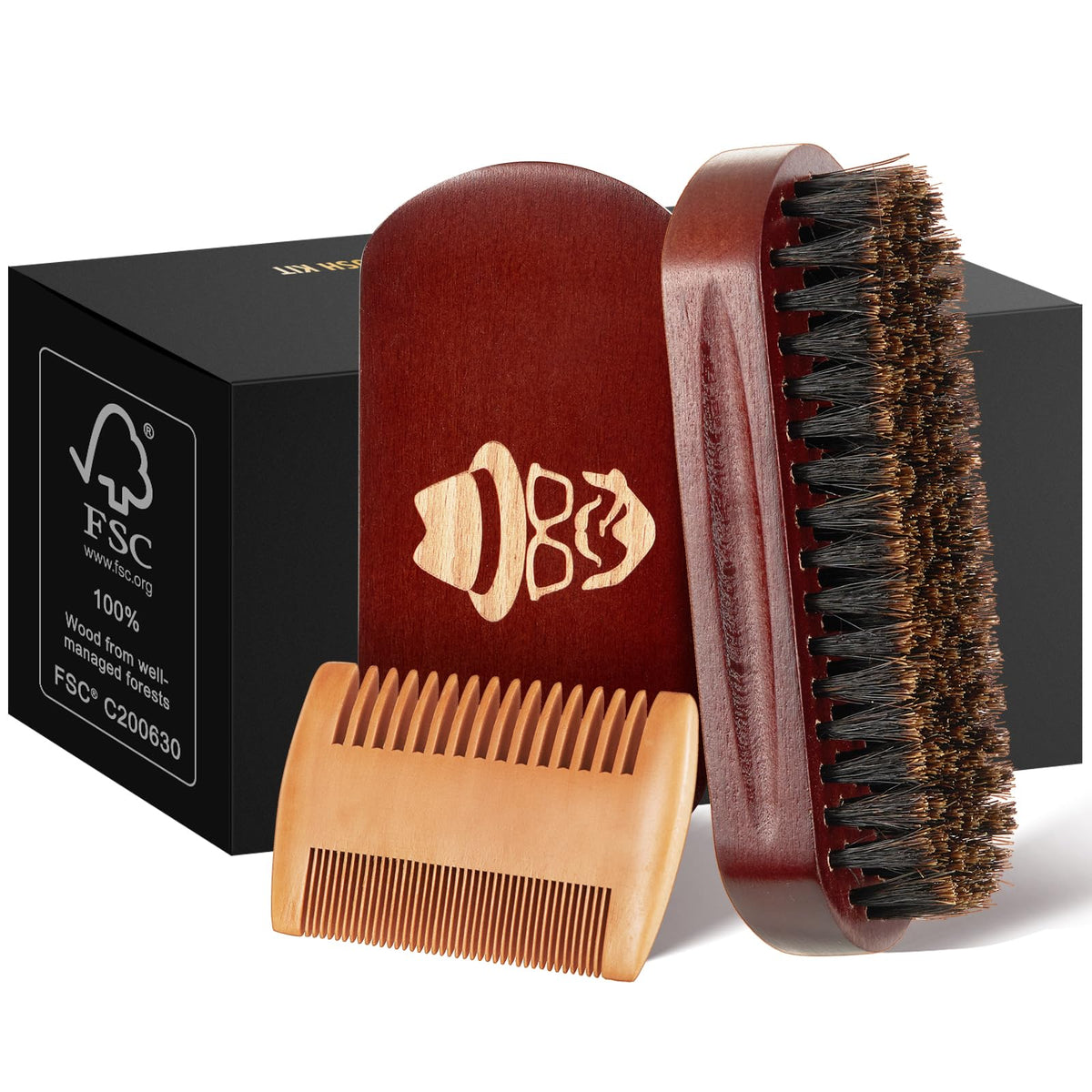 Sosoon Beard Brush with a neatly groomed beard
