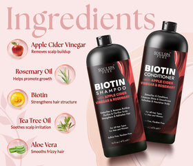 SOULSPA PURE Apple Cider Vinegar Biotin Shampoo and Conditioner set with ingredients