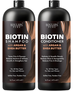 SOULSPA PURE Biotin Argan Oil Shampoo front view 16 fl oz