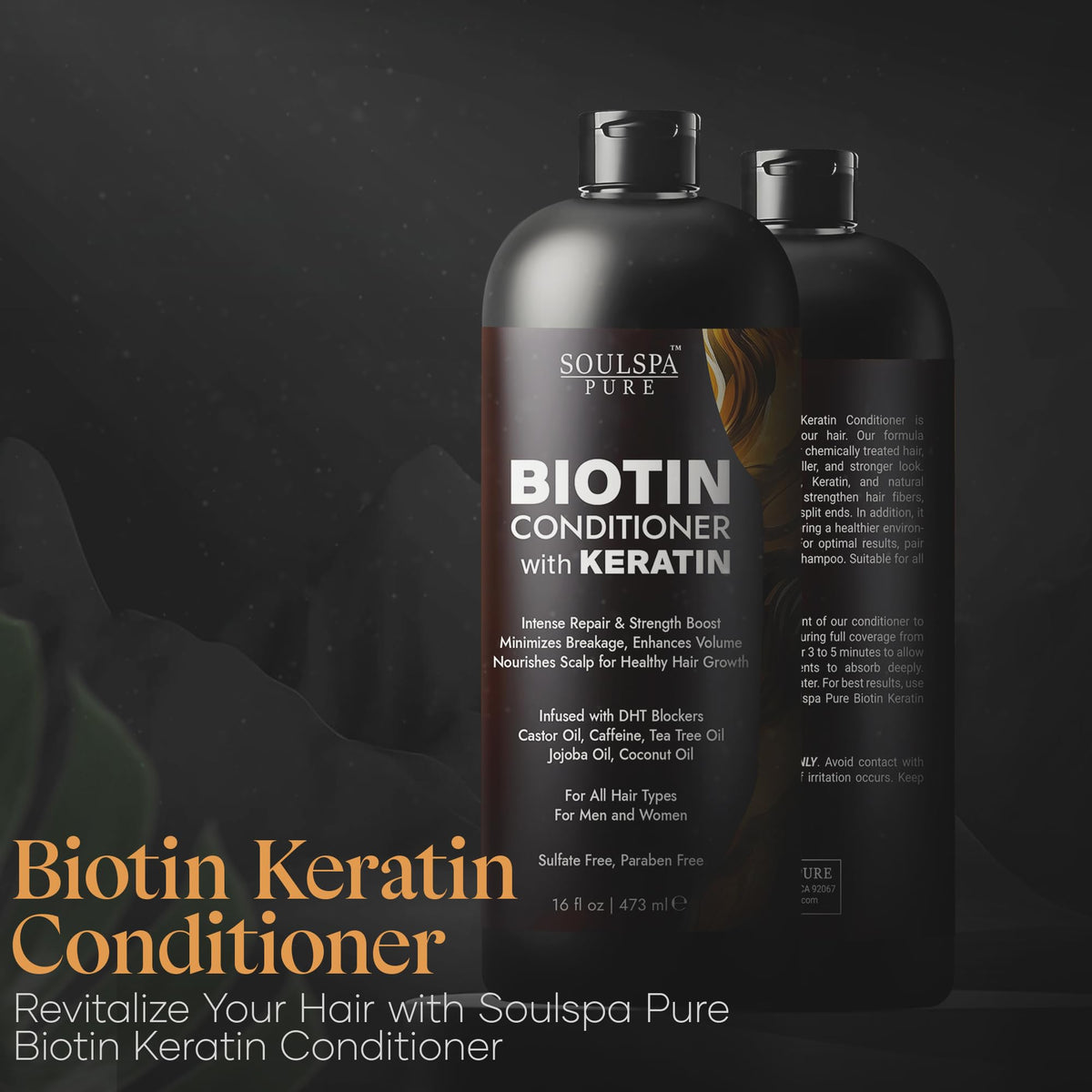 SOULSPA PURE Biotin Conditioner 16 fl oz with ingredients list