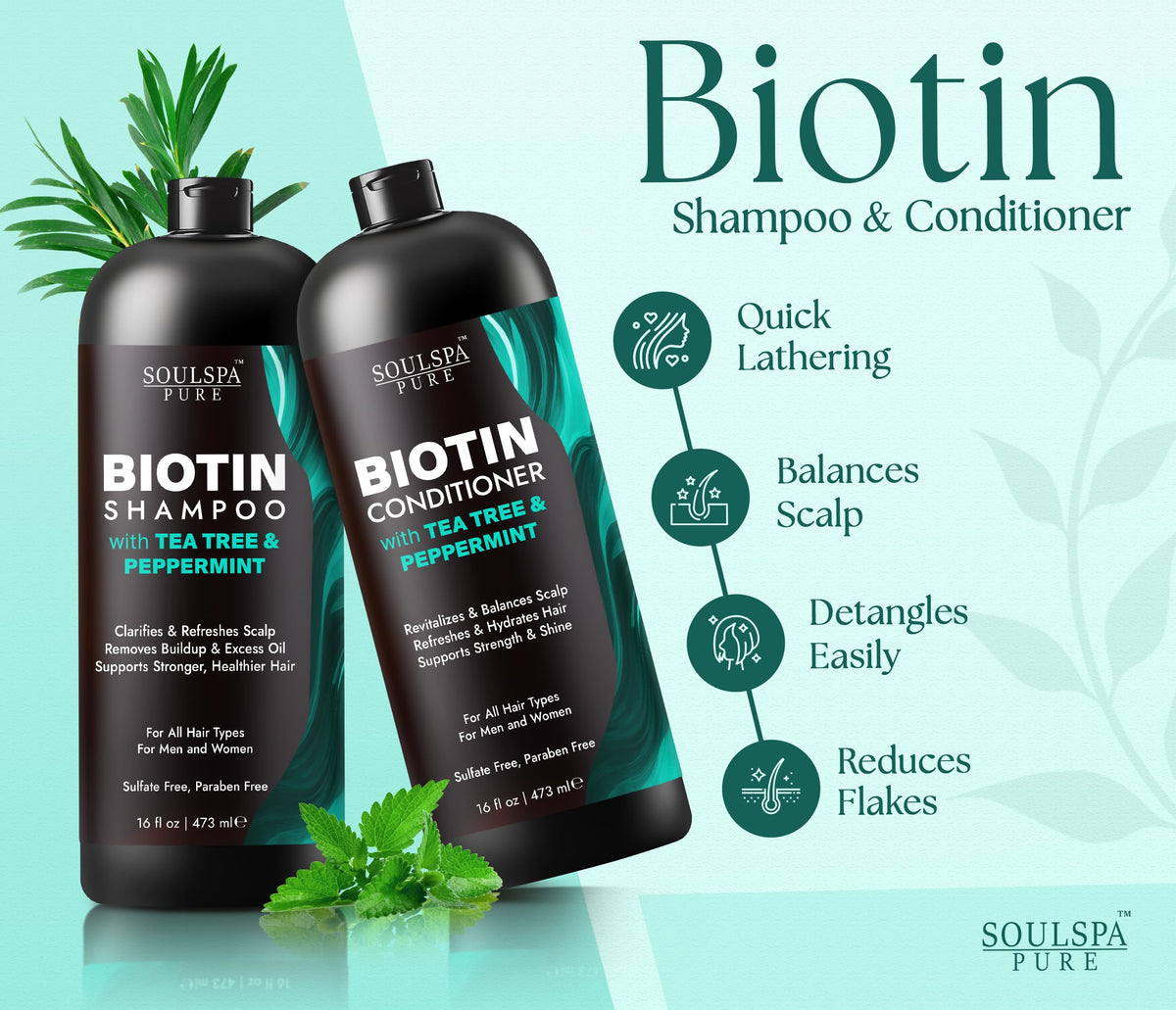 SOULSPA PURE Biotin Peppermint Conditioner front view