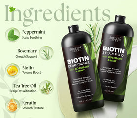 SOULSPA PURE Biotin Rosemary Shampoo and Conditioner bottles side view