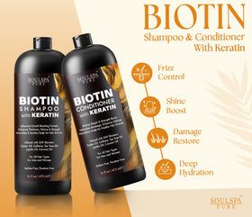 SOULSPA PURE Biotin Shampoo and Conditioner Set packaging