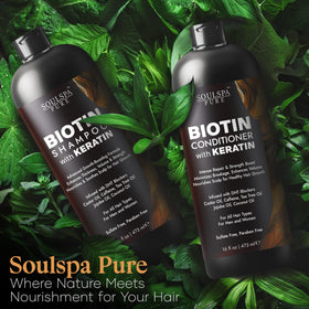 SOULSPA PURE Biotin Shampoo and Conditioner Set with natural ingredients