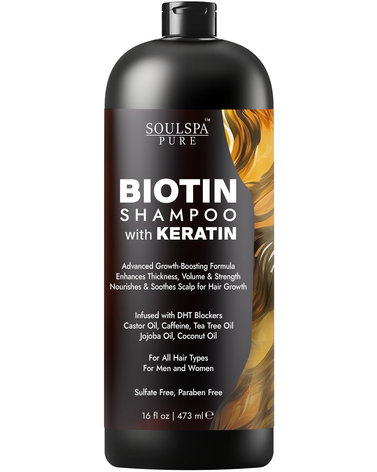 SOULSPA PURE Biotin Shampoo front view 16 fl oz bottle