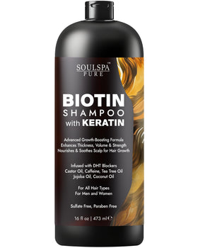SOULSPA PURE Biotin Shampoo front view 16 fl oz bottle