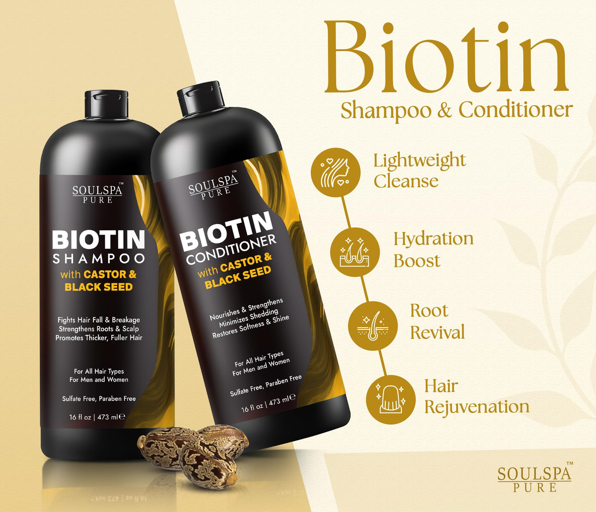SOULSPA PURE Castor Oil & Black Seed Biotin Conditioner front view