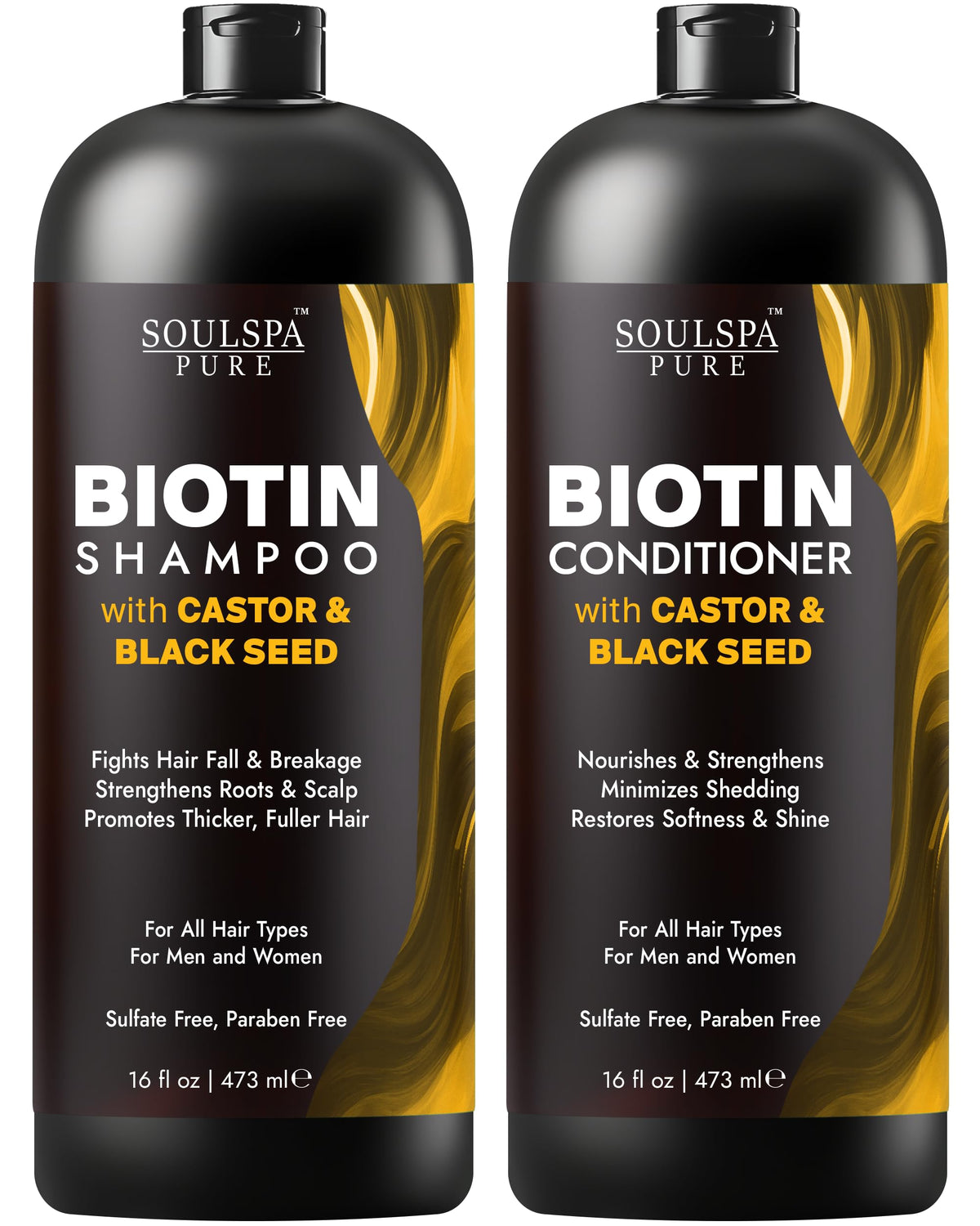 SOULSPA PURE Castor Oil & Black Seed Biotin Shampoo front view