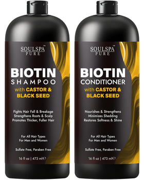 SOULSPA PURE Castor Oil & Black Seed Biotin Shampoo front view