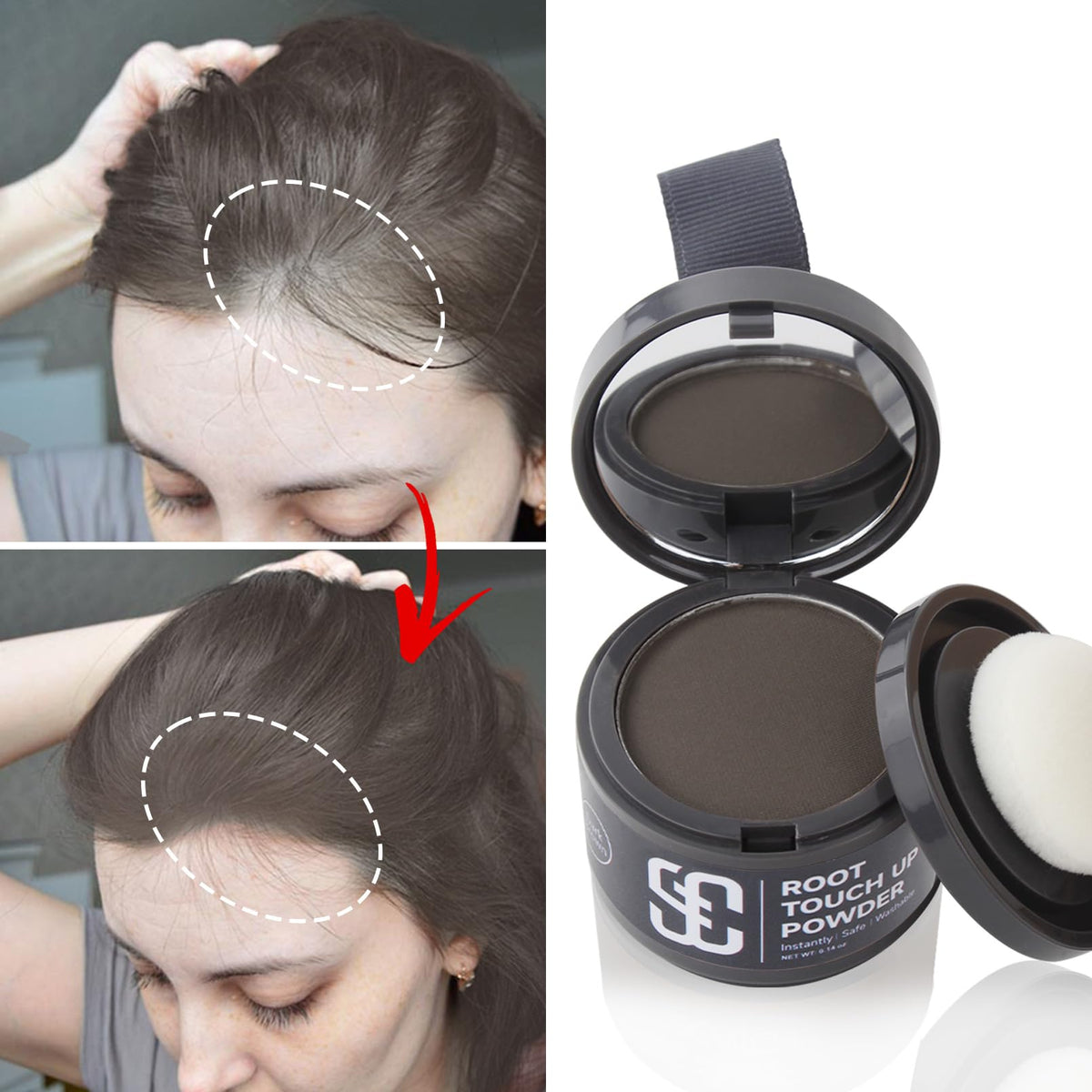 SOVONCARE Hairline Powder Medium Brown compact with mirror