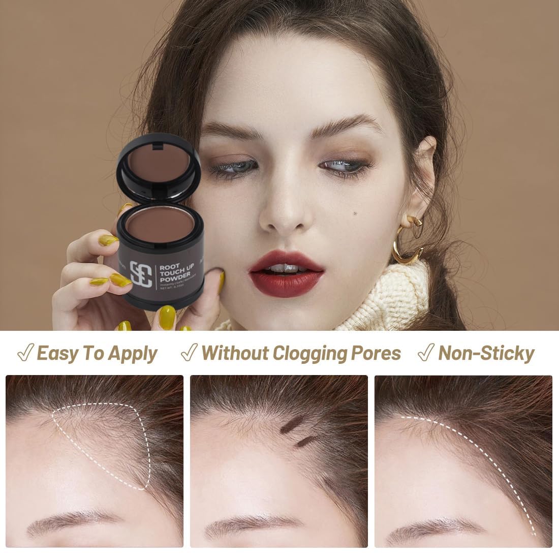 SOVONCARE Hairline Powder Medium Brown sponge applicator close-up