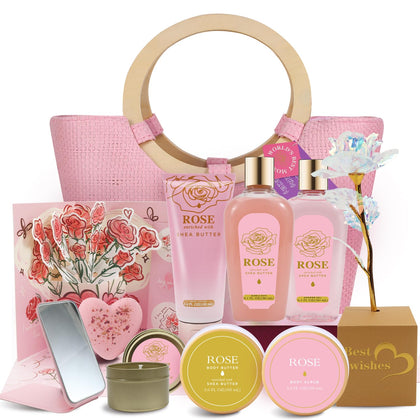 Spa Luxetique 11pc Spa Gift Set with rose essential oils front view