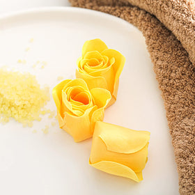 Spa Luxetique bath puff and soap petals
